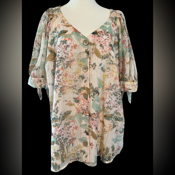 LC Lauren Conrad Floral Button-Down Women's Top - Picture 1 of 7